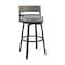Armen Living Encinitas Outdoor Patio 5-Piece Bar Table Set in Aluminum with Gray Cushions SETODEN5BLGRY - alternate 4
